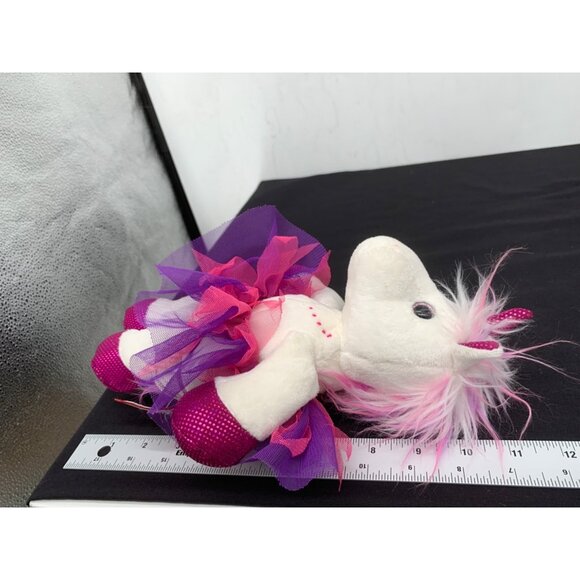 Douglas Cuddle Toys Unicorn with Tutu Pink Purple Accents on White 11" Plush Stu - Picture 4 of 6